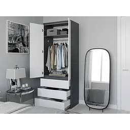 Шкаф со штангой для одежды Moreli T-211 2117x800x500 мм Антрацитовый/Белый (mo-t211-antracit-white)