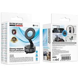 Автотримач Borofone BH140 Gloria Vacuum Suction Magnetic (center console) Black/Metal gray - мініатюра 2