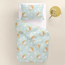 Дитяча постільна білизна в ліжечко SOFT BUNNY CS2, м'ята (BunnyMoonOrangeMint_30RoseLight_140) - мініатюра 2