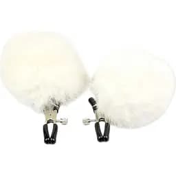 Затискачі для сосків з хутром ультрачувствительные Pom Pom Nipple Clamps білий K0521-3