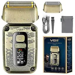 Электробритва с тройным лезвием VGR V-336 LED-дисплей золотистая (44957-V-336_762)