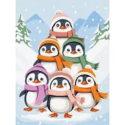Картина за номерами Ideyka Забави пінгвінів 30x40 см (KHO6101)