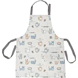 Фартух із регульованою зав'язкою Home Line Кіт на кухні, напівпанама, 80х70 см, бежевий (174399)