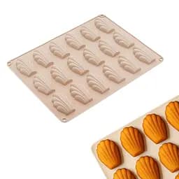 Форма силиконовая для выпечки печенья Мадлен на 18 ракушек 32х24х1.4 см C380, Kitchen Master Бежевый 87169