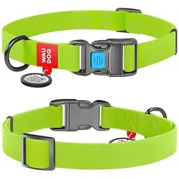 Нашийник для собак Waudog Waterproof, коллартекс, водостійкий, з QR паспортом, пластикова пряжка-фастекс, 23-35х1,5 см, салатовий - мініатюра 3