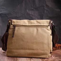 Практична сумка через плече для ноутбука 13" із щільного текстилю Vintage 22202 пісочний - мініатюра 8