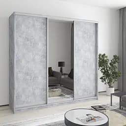 Шафа-купе тридверна MebelStar Комбо AL 2ДСП/Дзеркало 220x45x210 см Бетон (MBS-3226)