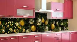 Кухонний фартух Новорічна прикраса Кулі вінілова для кухні 65х250 см Зелений Happy Pocket Z183975 - мініатюра 4