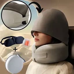 Ортопедична подушка з капюшоном Ice Silk з круговою підтримкою шиї 3D маска, беруші + круглий кейс KT7007566