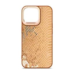 Кожаный чехол для Apple iPhone 14 Pro Max, Harder Snake Pattern, бежевый, термополіуретан ТПУ + экокожа с текстурой змеиной кожи, панель, защита корпуса, противоударный, микрофибра, рамка вокру камеры, защита всего корпуса, (ARM76812)