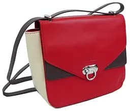 Невелика жіноча шкіряна сумка Giorgio Ferretti 35553SD04 Червона з бежевим - мініатюра 2