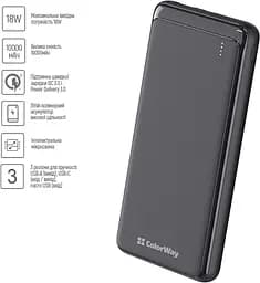 Зовнішній акумулятор ColorWay 10000mAh 18w - мініатюра 4