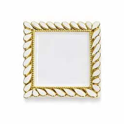 Фарфоровое блюдо Yiwu Tiffany 20х20 см квадратное сервировочное для закусок фруктов десертов с золотой отделкой ML2016