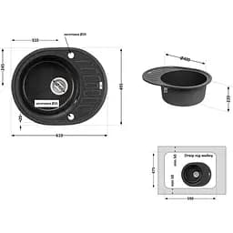 Кухонна мийка Lidz 620x500/200 GRF-13 графіт (LIDZGRF13620500200) - мініатюра 7