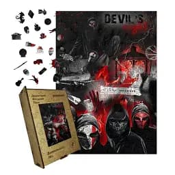 Деревянный фигурный пазл Дьявольская Ночь, А3, Деревянная коробка 200 элементов