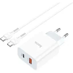 Блок зарядний пристрій Hoco C97A на 2 порти 1 USB + 1Type-C 20 W з кабелем Type-C to Type-C