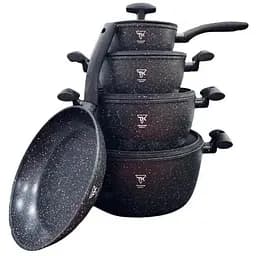 Набір каструль із сковородою та сотейником Top Kitchen TK00098 з гранітним покриттям 9 предметів Чорний