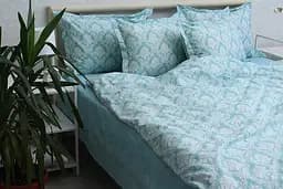 Комплект постільної білизни TAG Tekstil з компаньйоном Євро Бірюзовий 000240820 (R-T9273) - мініатюра 2