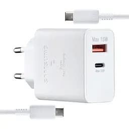 Сетевое зарядное устройство для Samsung S22 35W With Cable Type-C to Type-C High c0py Белый