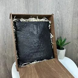 Сумка чоловіча через плече планшет шкіряна чорна під рептилію (1459) - мініатюра 8