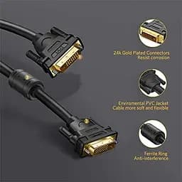 Кабель Ugreen DV101 DVI 24+1 Male to Male золотистий Plated 2 м чорний (11604) - мініатюра 2