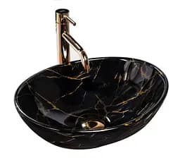 Умывальник Rea Sofia 41x34,5 black marble shiny (REA-U5611), Глянцевая