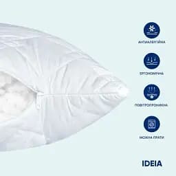Подушка антиалергенна Ideia H&S Standart Plus 60х60 см + блискавка 25 см біла (8000031091) - мініатюра 3