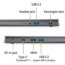 Ноутбук ACER Aspire 15 A15-51M-95PJ, Intel Core i9 13900H до 5.4GHz, 15.6" Full HD, 16GB, SSD 1TB, Intel Iris Xe Graphics, Free Dos - мініатюра 10