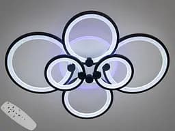 Світлодіодна люстра смарт світильник з пультом, дімером, 135W, чорний