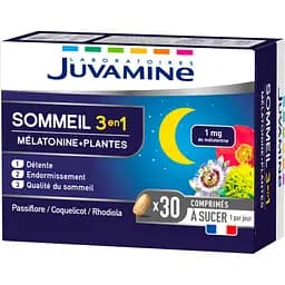 Натуральная добавка Juvamine Сон 3в1 Мелатонин + растения 30 таблеток для рассасывания