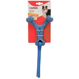 Іграшка для собак Camon кісточка з бамбука та стрічками для ласощів 15 см в асортименті
