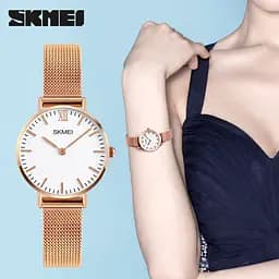Жіночий ультратонкий годинник Skmei 1185 (Золотистий) - мініатюра 9