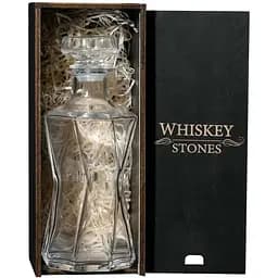 Подарунковий набір віскі Whiskey Stones №11 графин Bormioli Rocco Cassiopea в дерев'яному пеналі