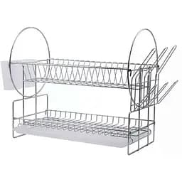Сушарка для посуду Zurrichberg ZB/2091 з нержавіючої сталі двоярусна з піддоном і підставками для приладів