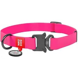 Нашийник для собак Waudog Waterproof, коллартекс, водостійкий, з QR паспортом, 24-40х2 см, рожевий