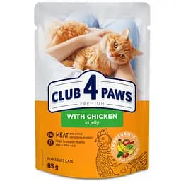 Вологий корм для дорослих котів Club 4 Paws Premium з куркою в желе 85 г 