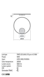 Бра Redo ORBIT AP/PL LED 42W 3000K D600 INDIRECT LIGHT BRASS (4.1.2) 01-1705 - мініатюра 3