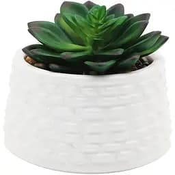 Горщик зі штучною рослиною МВМ My Home, 10 см, білий (DH-FLOWERS-12 GREEN/WHITE)