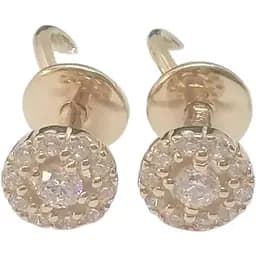 Золотые серьги-пуссеты Favoritum c фианитами. 211334