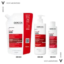 Тонізуючий шампунь Vichy Dercos Energy+ з Амінексилом та Ніацинамідом для боротьби з випаданням волосся 500 мл - мініатюра 5