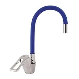 Смеситель для кухни Zerix YUB 181 с синим гибким изливом ZX0436 Хром