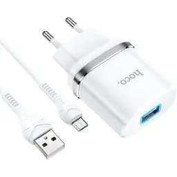 Зарядное устройство Hoco Micro USB cable Ardent charger set N1 1 нижний выход комплект белый