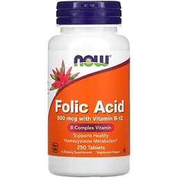 Фолієва кислота Now Foods 800 мкг 250 таблеток