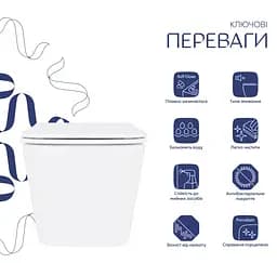 Унітаз підвісний Qtap Crow Ultra Quiet White, з сидінням Slim Duroplast/ Soft-close/ Quick Release QT05335172W - мініатюра 2
