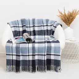 Плед напіввовняний Vladi Метро 170х210 біло-блакитно-синій 1 (20108)