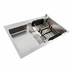 Кухонна мийка 78x50С R нержавійка Platinum Handmade (поглиблена полиця, 3.0/1.0 мм), Нержавіюча сталь - мініатюра 6