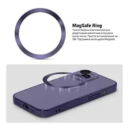 Чехол-накладка для Apple iPhone 15, Replica MagSafe, фиолетовый, противоударный защитный чехол с магнитным кольцом MagSafe, защита всего корпуса, TPU+PC, зеркальный, выступающий бортик вокруг экрана, ArmorStandart (ARM76224) - мініатюра 4