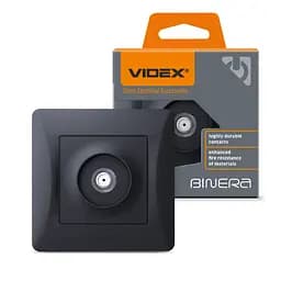 Розетка Videx Binera SAT одинарна супутникова чорний графіт (VF-BNSK1SATE-BG)
