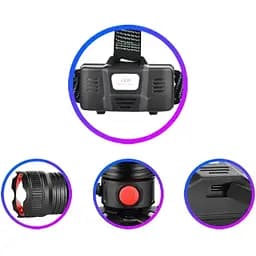 Ліхтар налобний Bailong SY-8101-TG акумуляторний світлодіодний зарядка від Type-C Bailong Чорний - мініатюра 2