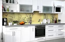 Вініловий кухонний фартух Зимові дерева наклейка для кухні ПВХ Місто олівець Жовтий Happy Pocket Z181804 - мініатюра 5